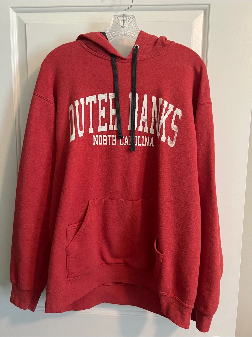Fruit of the Loom Red Crewneck Sweatshirt with White Chest Print